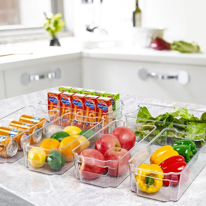 Pack of 6 Acrylic Stackable Clear Plastic Storage Bin for Refrigerator