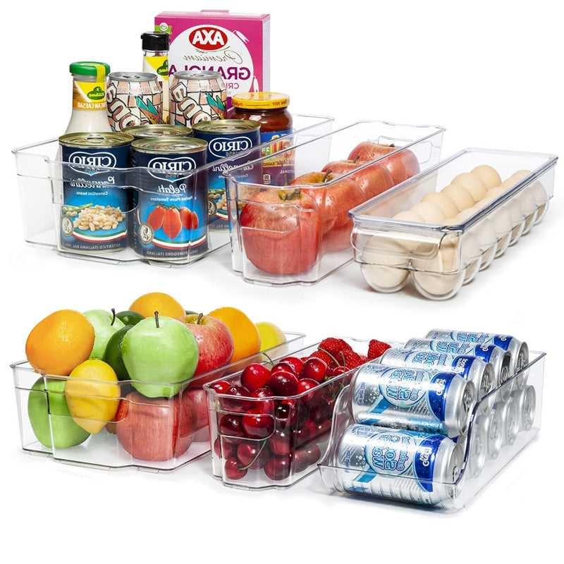 Pack of 6 Acrylic Stackable Clear Plastic Storage Bin for Refrigerator