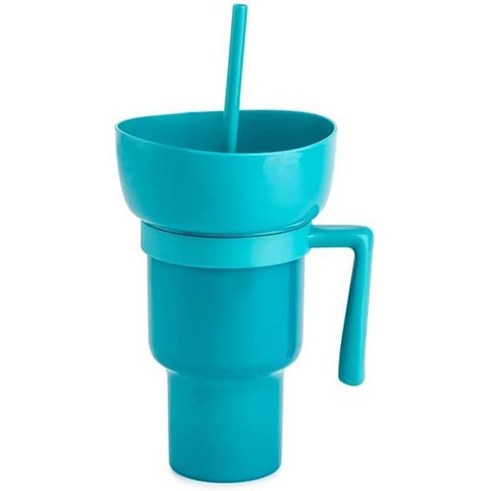 Snack and Sip Stadium Hand Cup Reusable Leakproof Snacking Bowl