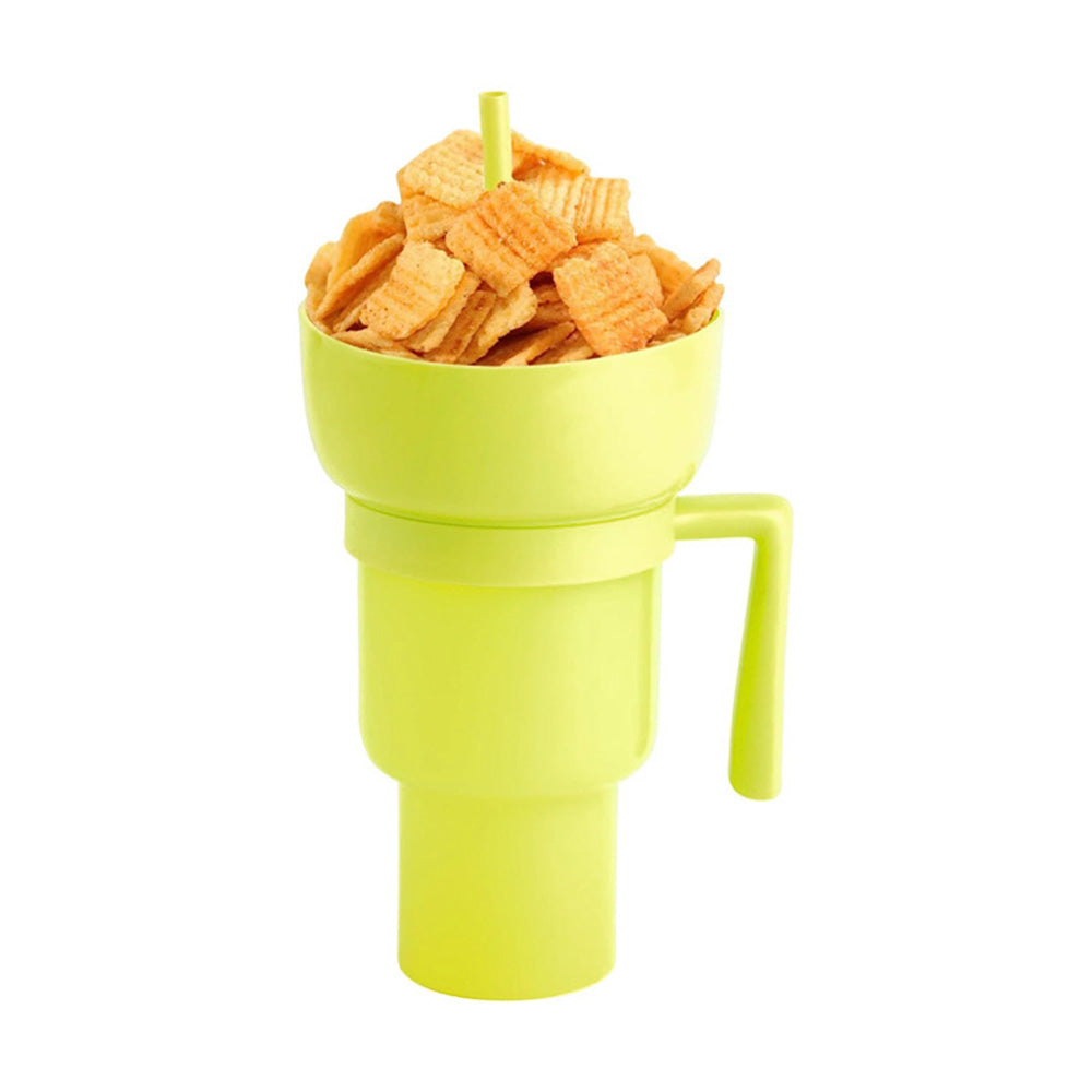 Snack and Sip Stadium Hand Cup Reusable Leakproof Snacking Bowl