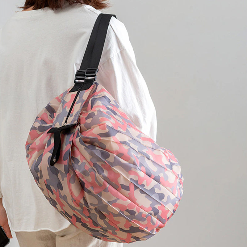 Reusable Eco-Friendly Foldable Shopping Bag with Handles and Pocket