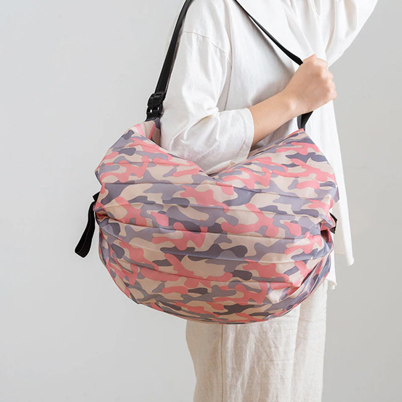 Reusable Eco-Friendly Foldable Shopping Bag with Handles and Pocket