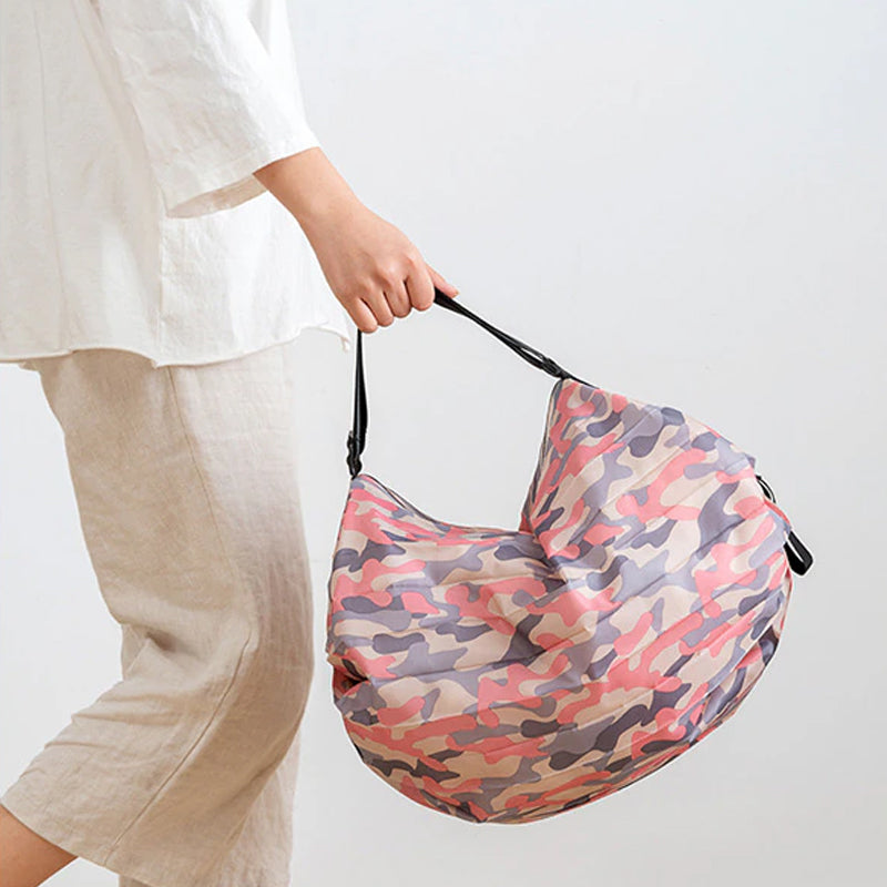 Reusable Eco-Friendly Foldable Shopping Bag with Handles and Pocket