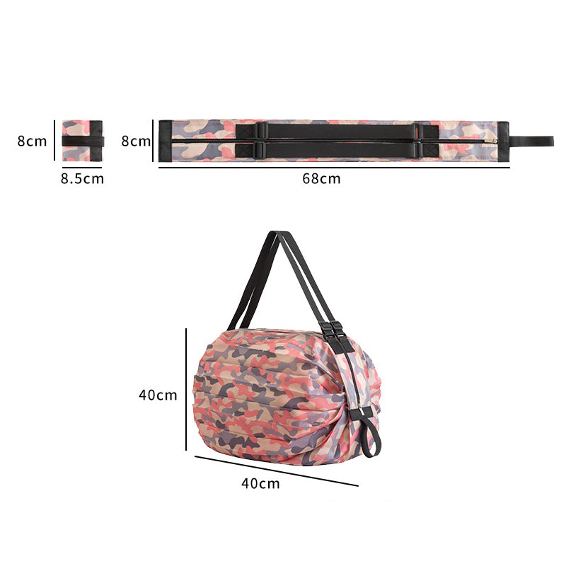 Reusable Eco-Friendly Foldable Shopping Bag with Handles and Pocket
