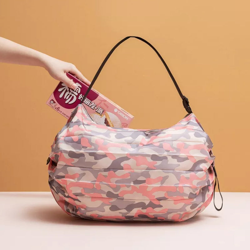 Reusable Eco-Friendly Foldable Shopping Bag with Handles and Pocket