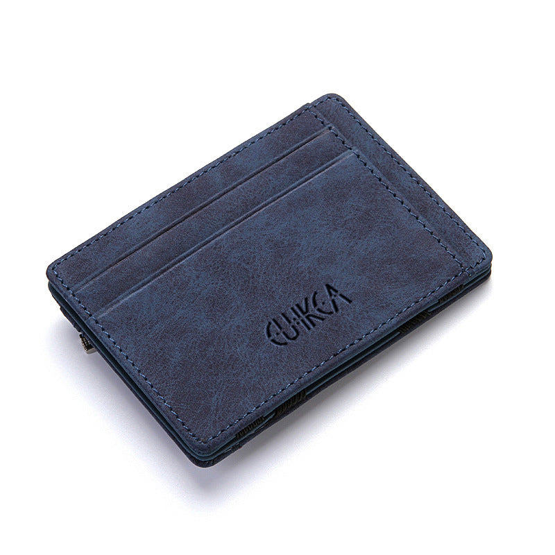 4 Card Slots Ultra Thin Bi-Fold Magic Wallet with Zipper for Men