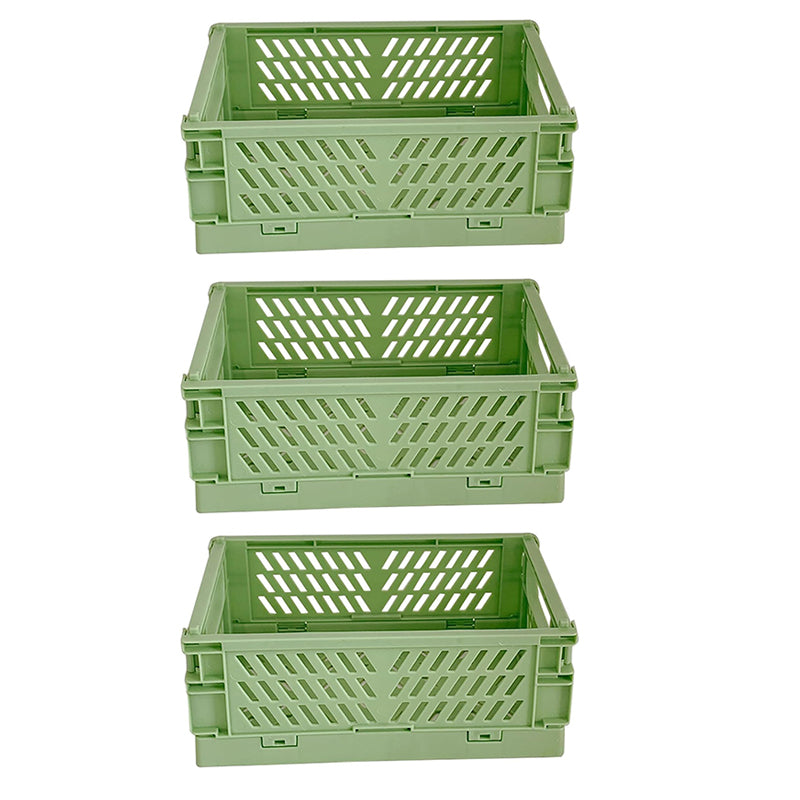 Pack of 3 Mini Folding Plastic Crates Storage Drawer Basket Organizers