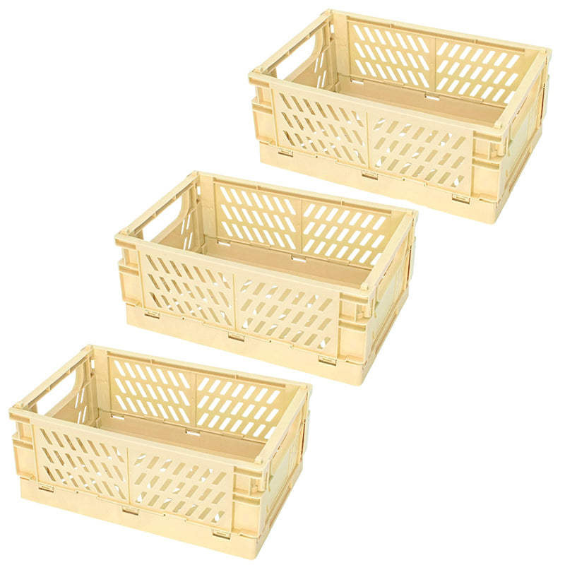 Pack of 3 Mini Folding Plastic Crates Storage Drawer Basket Organizers