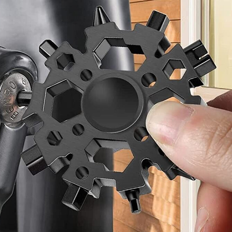 23-in-1 Snowflake Metal Multitool Gadget with Fidget Spinner Function