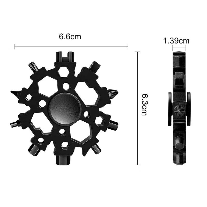23-in-1 Snowflake Metal Multitool Gadget with Fidget Spinner Function