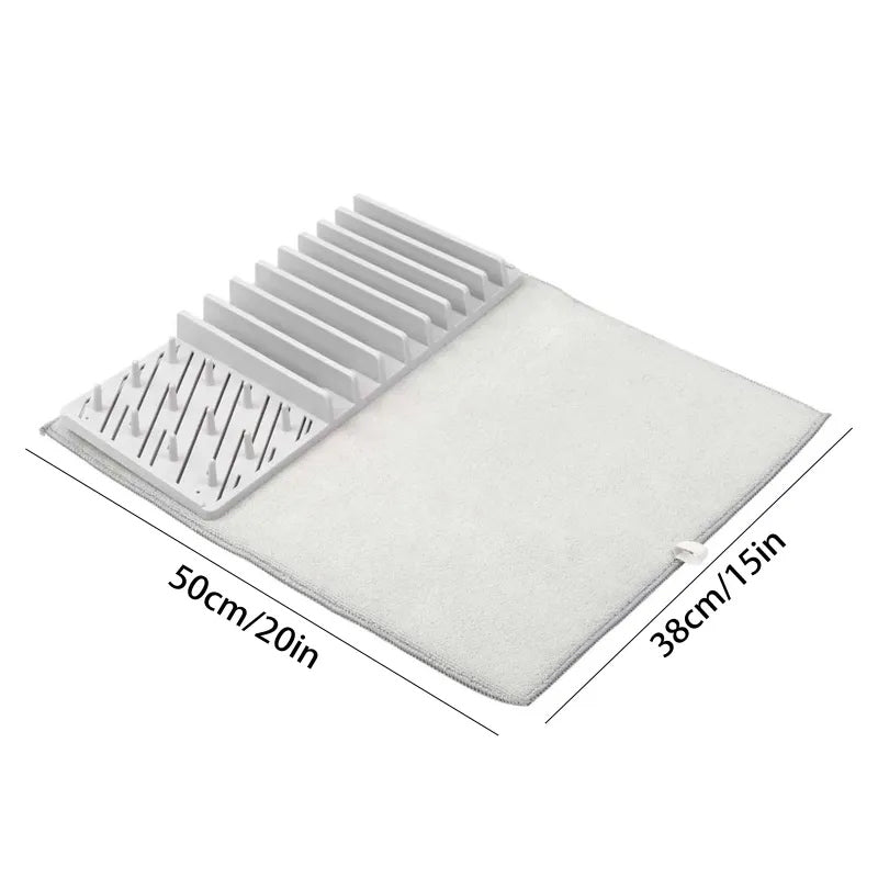 Multifunctional Foldable Dish Drying Rack with Non-Slip Double Sided Pad