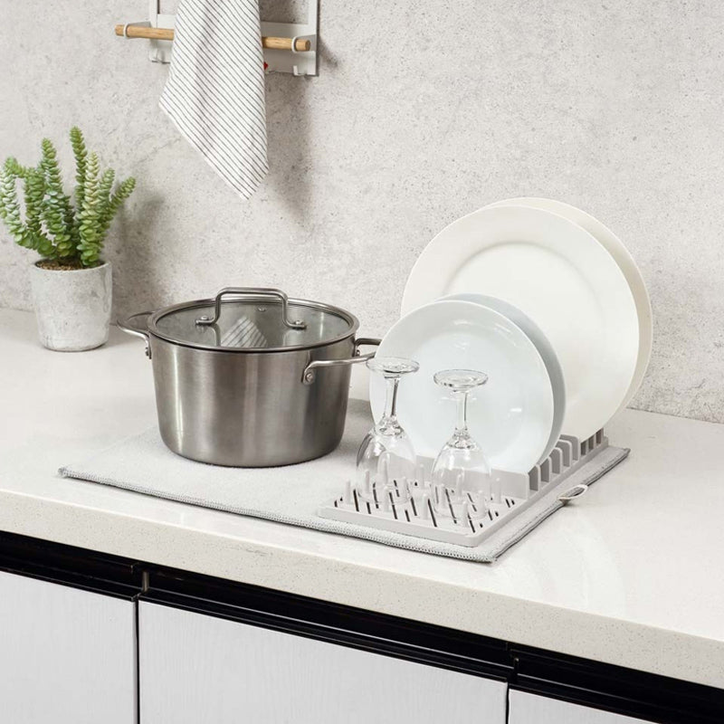 Multifunctional Foldable Dish Drying Rack with Non-Slip Double Sided Pad