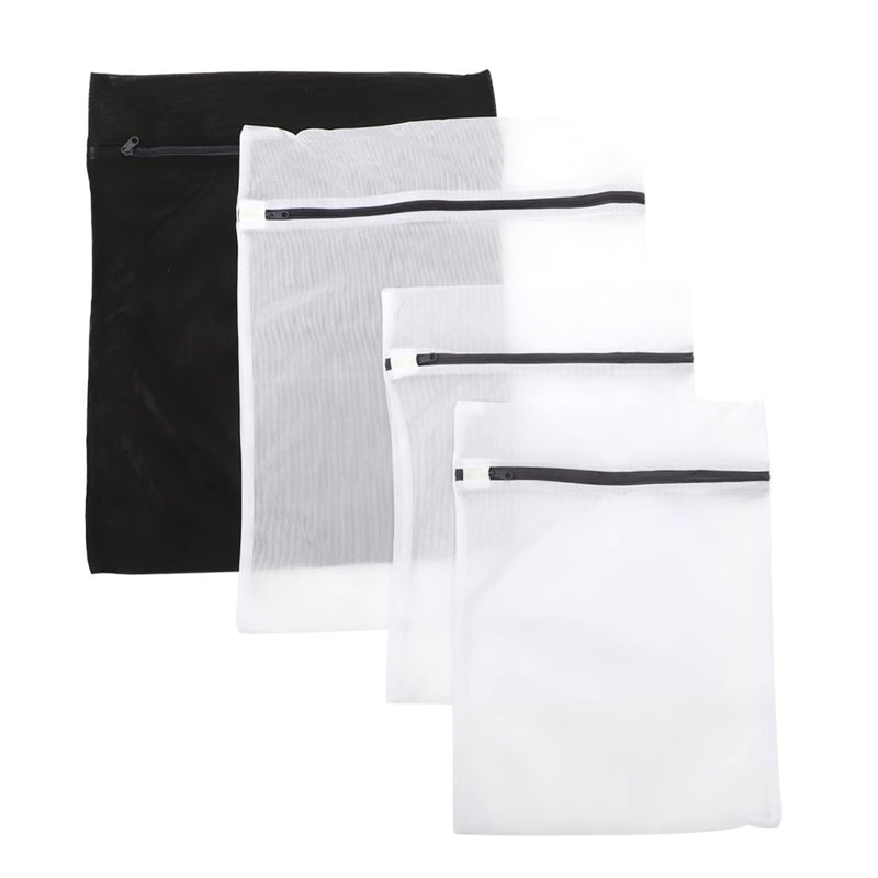 4Pcs Rectangular Mesh Laundry Bags for Delicates with Non-Rust Zippers