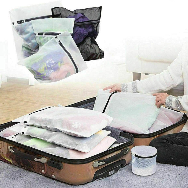 4Pcs Rectangular Mesh Laundry Bags for Delicates with Non-Rust Zippers