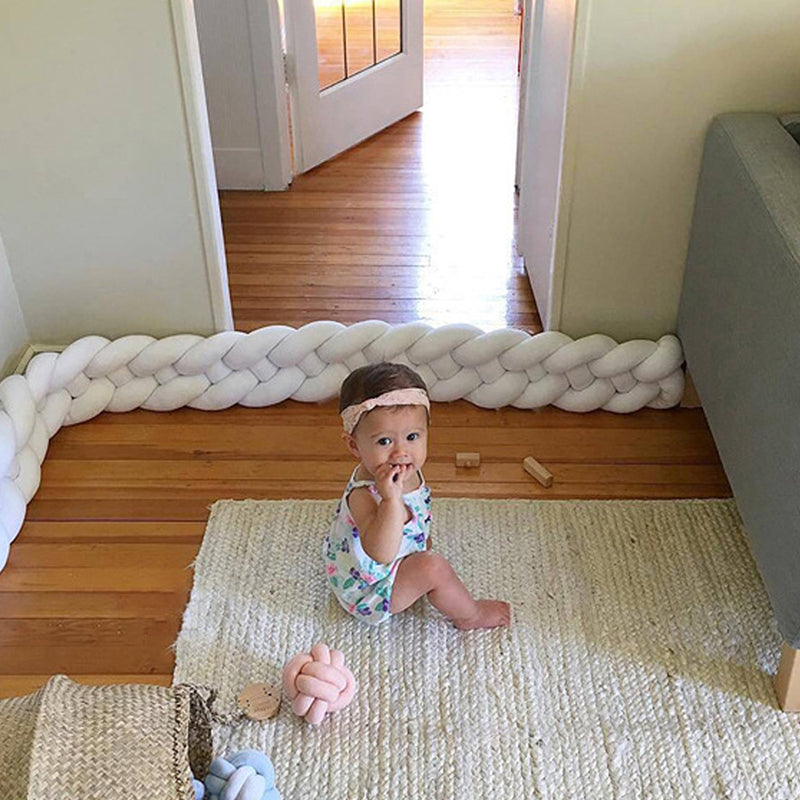 4M Cotton Nursery Protective Braided Bumper Handmade Crib Cushion