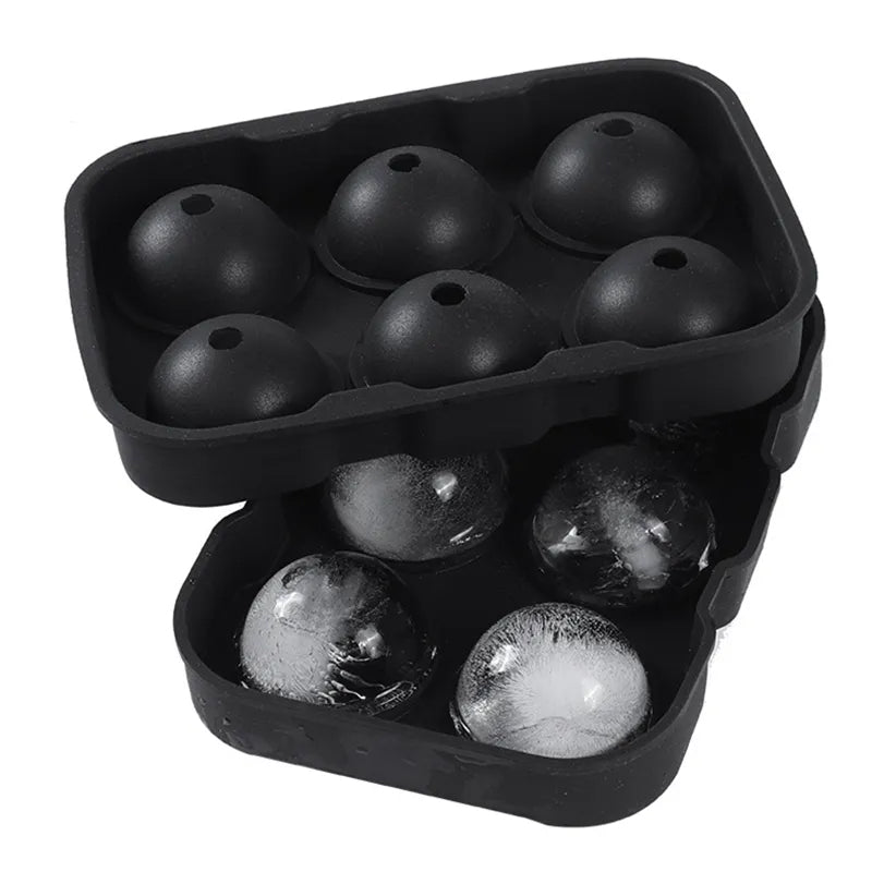 6 Large Sphere Shape Cocktail Ice Molds Quick Release Ice Ball Maker