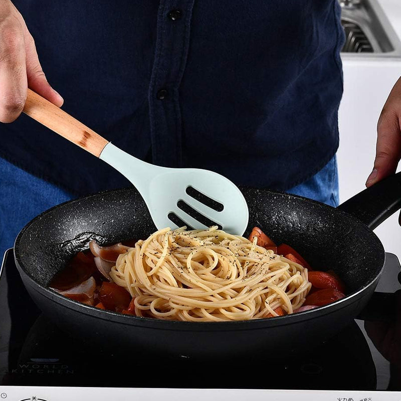 12pcs Heat-Resistant Silicone and Wood Kitchen Baking and Cooking Utensil Set