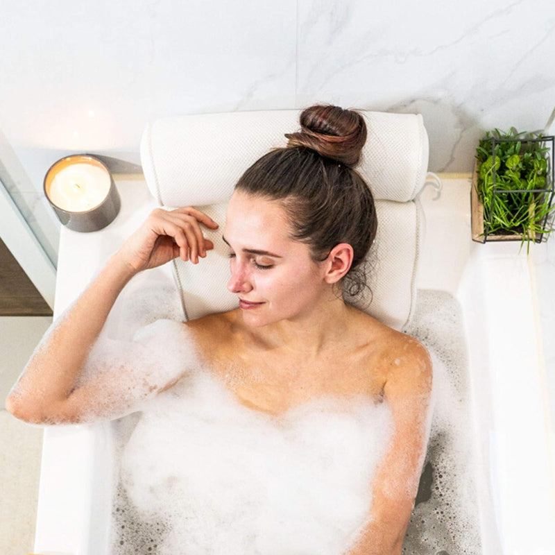 3D Mesh Soft Spa Bath Pillow for Bath Tub with Anti-Slip Suction Cups