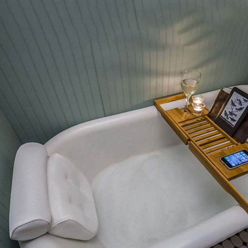 3D Mesh Soft Spa Bath Pillow for Bath Tub with Anti-Slip Suction Cups