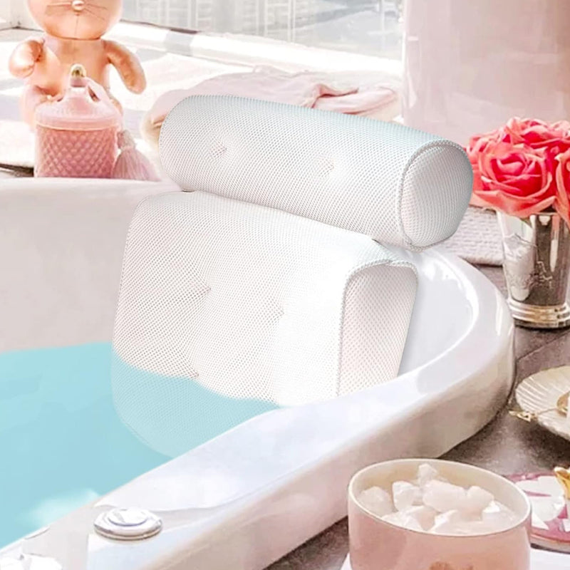 3D Mesh Soft Spa Bath Pillow for Bath Tub with Anti-Slip Suction Cups