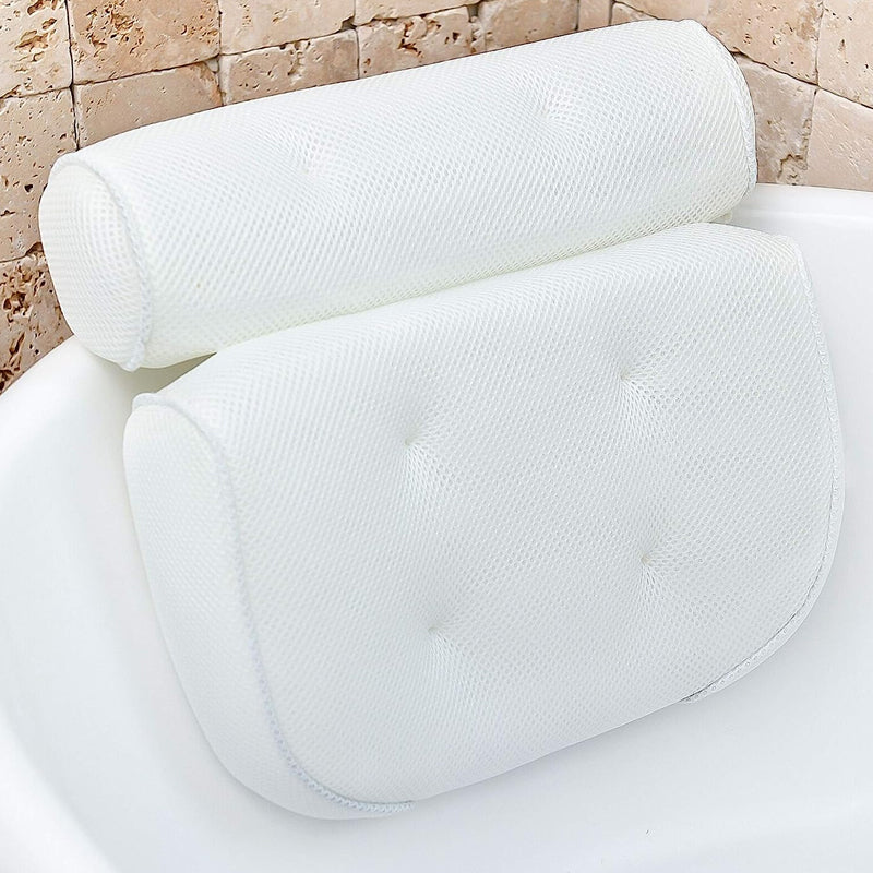 3D Mesh Soft Spa Bath Pillow for Bath Tub with Anti-Slip Suction Cups