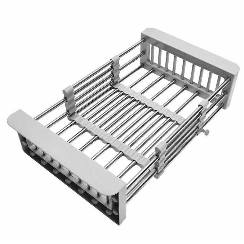 Expandable Dish Drying Rack Telescopic Retractable Over the Sink Strainer