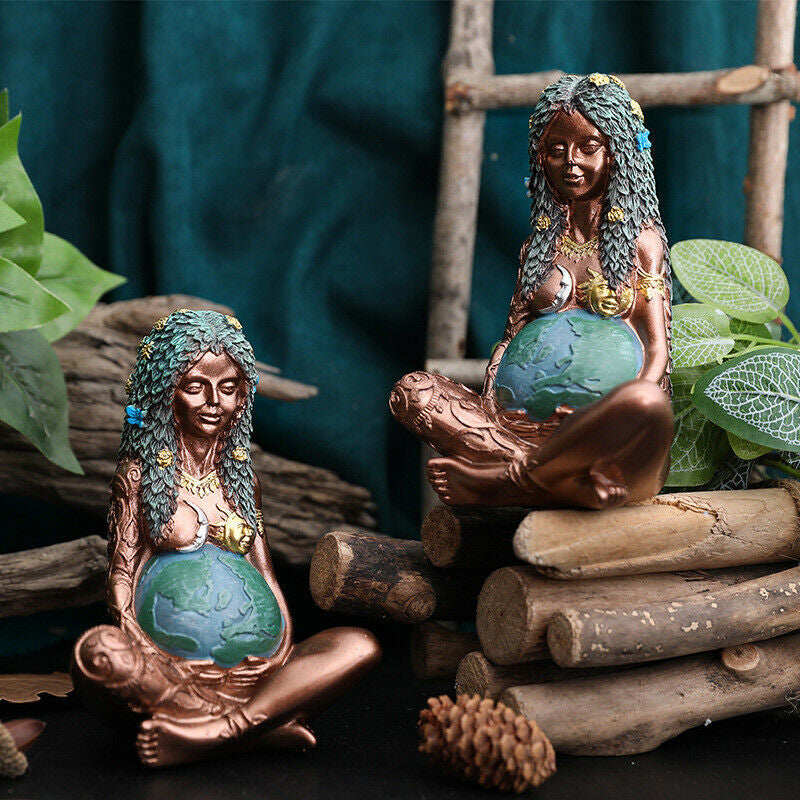Mother Earth Goddess Art Statue Figurine for Home Decor Garden Ornament