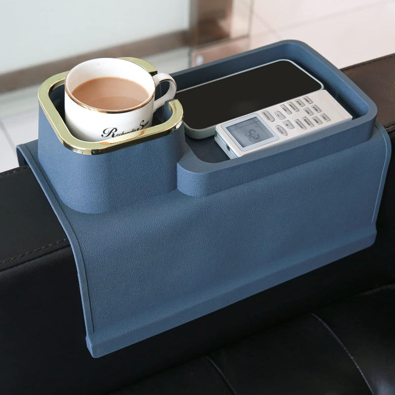 Removable Silicone Sofa Armrest Portable Cup Holder with Snack Tray