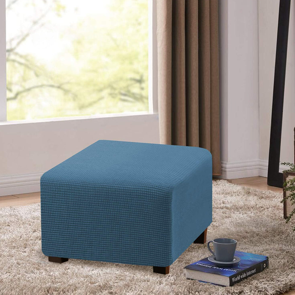 COMFEYA Square Ottoman Cover Premium Furniture Protector with Elastic Bottom