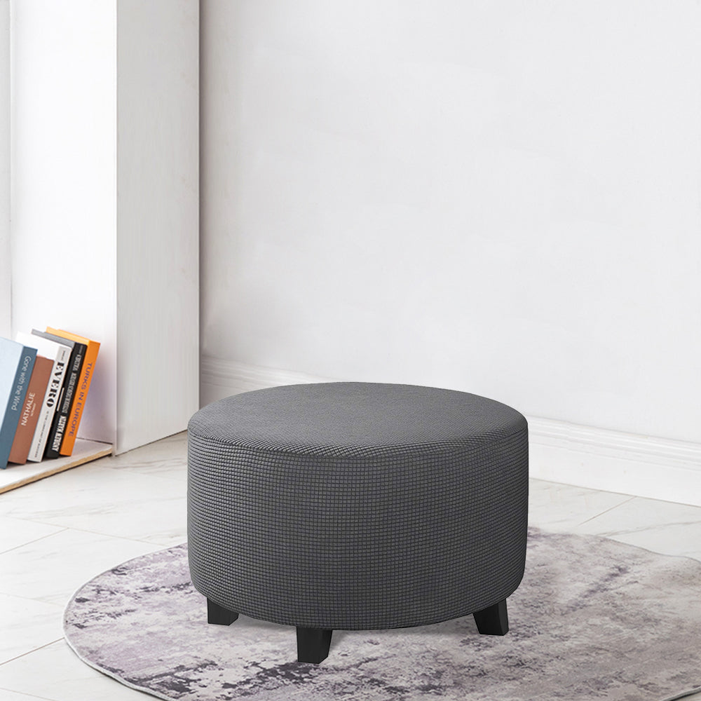 COMFEYA Round Ottoman Cover - Stretch Ottoman Slipcover Furniture Protector for Round Ottomans