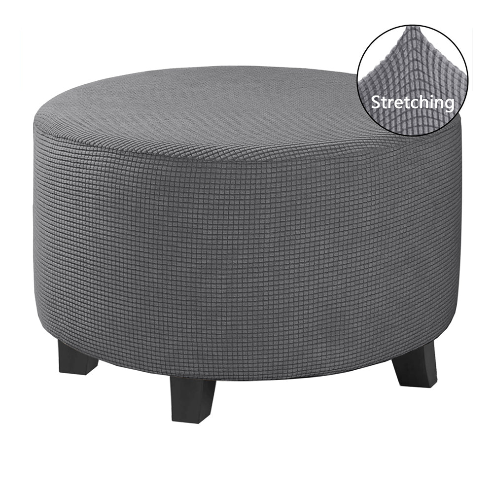 COMFEYA Round Ottoman Cover - Stretch Ottoman Slipcover Furniture Protector for Round Ottomans