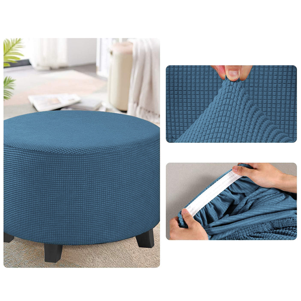 COMFEYA Round Ottoman Cover - Stretch Ottoman Slipcover Furniture Protector for Round Ottomans