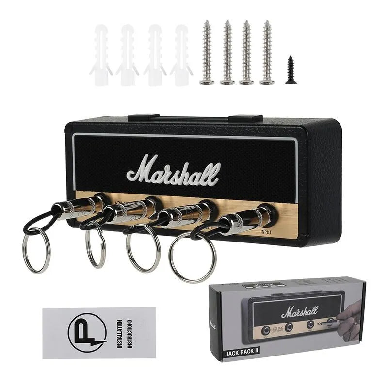 4 Slots Retro Theme Guitar Amplifier Plug Wall Mounted Key Holder Set