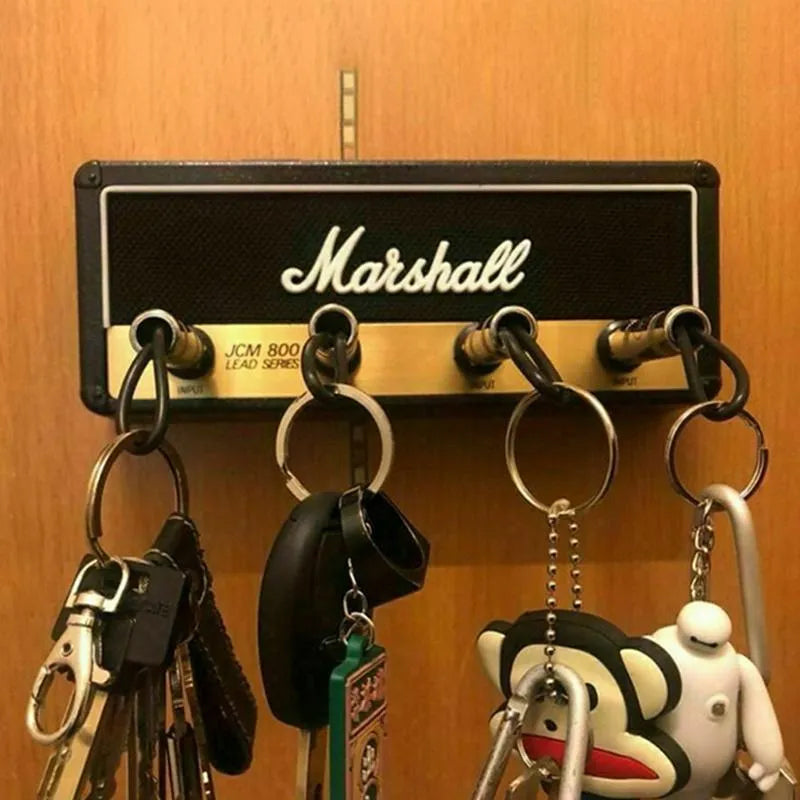 4 Slots Retro Theme Guitar Amplifier Plug Wall Mounted Key Holder Set