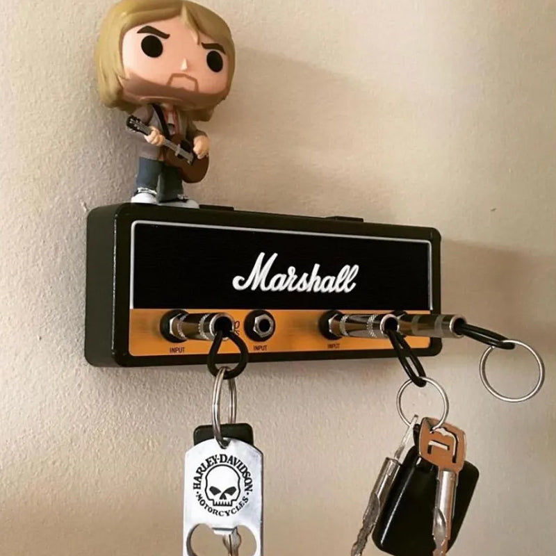 4 Slots Retro Theme Guitar Amplifier Plug Wall Mounted Key Holder Set