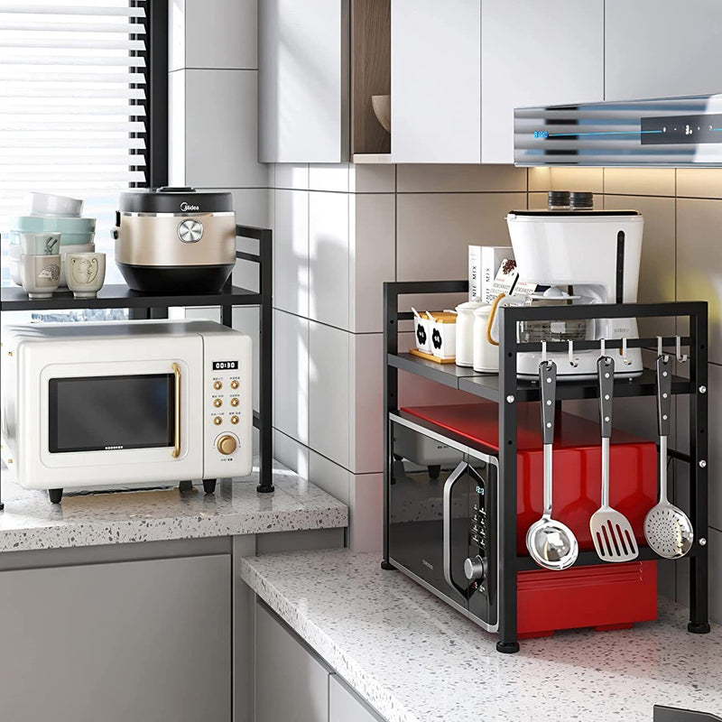 Adjustable Metal Oven Microwave Shelf Kitchen Organiser Storage Rack Holder Set
