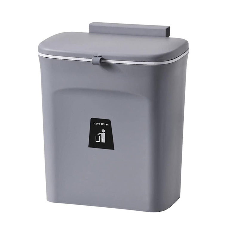 9L Waste Rubbish Trash Bin Bench Top Side Cabinet Door Hanging Slide Lid