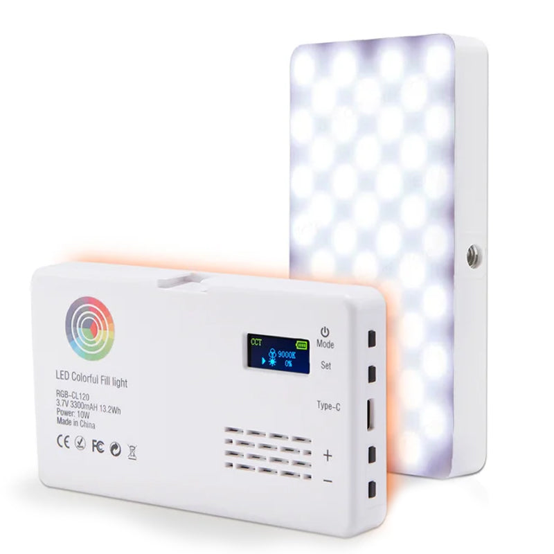 RGB LED Video Light Photography Fill Camera Lighting Panel- USB Rechargeable