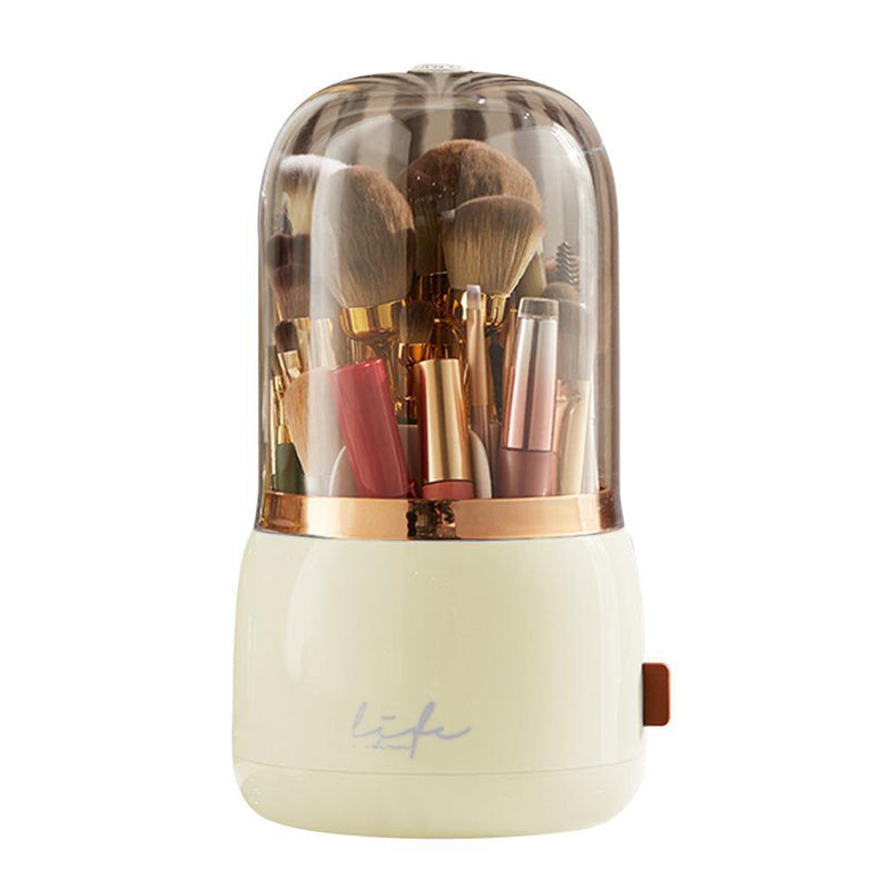 360° Rotating Compartment Dustproof Makeup Brushes Storage Organizer