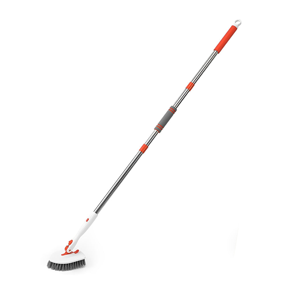 CLEANFOK 3 in 1 Tile Tub Scrubber Brush - Extendable Long Handle with Adjustable Angles