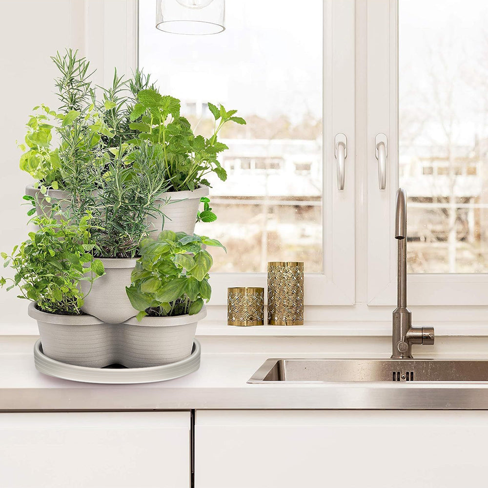 GREENHAVEN 5-Tier Stackable Vertical Garden Planter Pots - Space-Saving Planting Solution