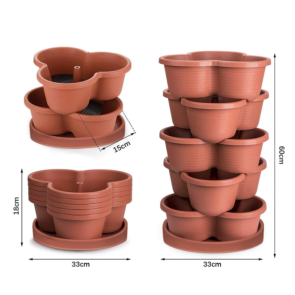GREENHAVEN 5-Tier Stackable Vertical Garden Planter Pots - Space-Saving Planting Solution
