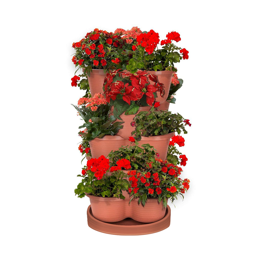 GREENHAVEN 5-Tier Stackable Vertical Garden Planter Pots - Space-Saving Planting Solution