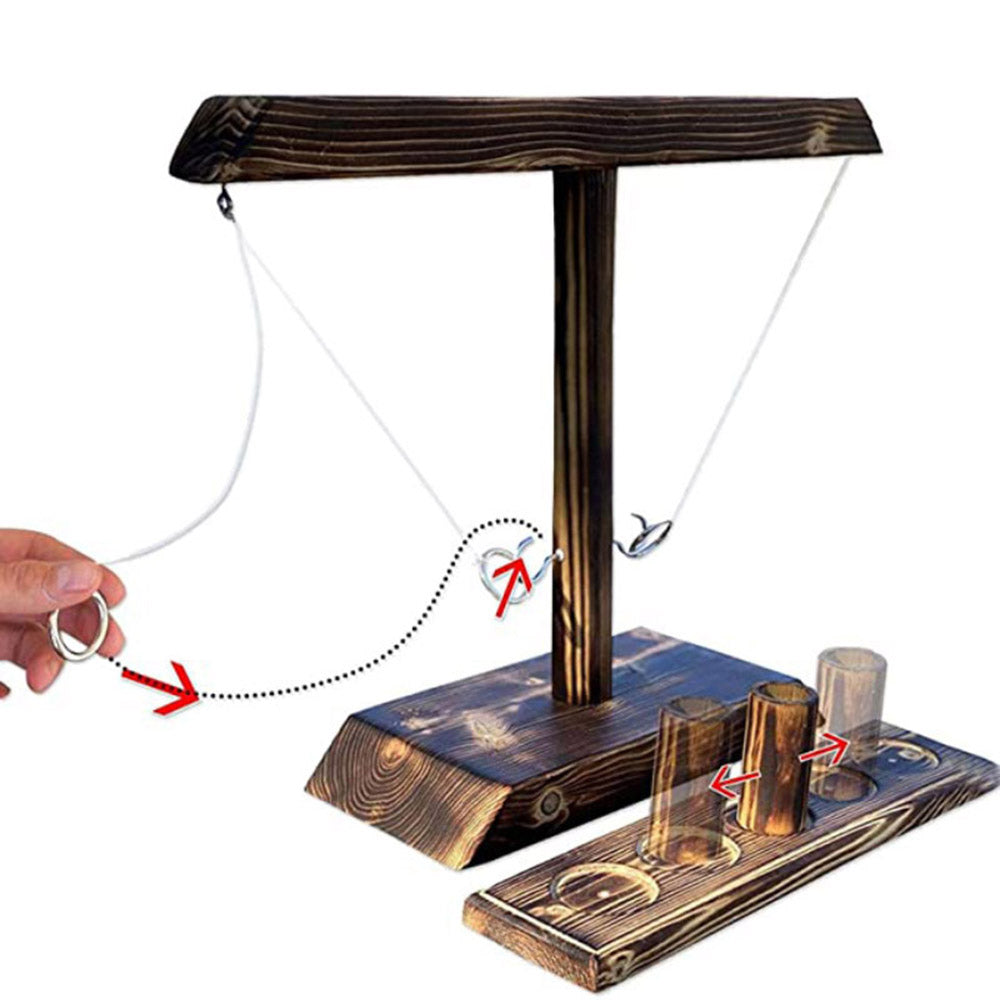 Hook and Ring Wooden Toss Quick Play Interactive Family Game