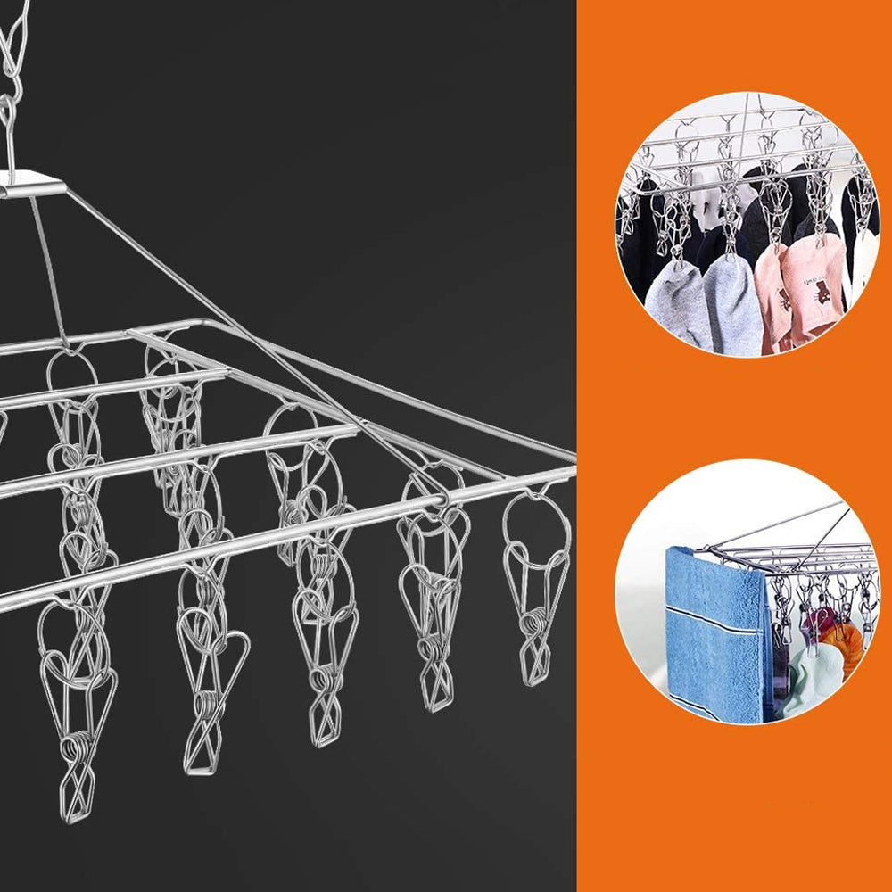 60 Pegs Stainless Steel Sock Underwear Hanging Drying Rack