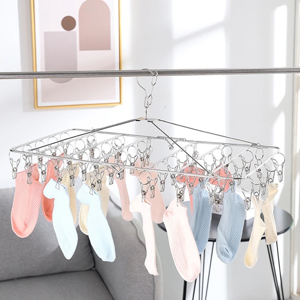 60 Pegs Stainless Steel Sock Underwear Hanging Drying Rack