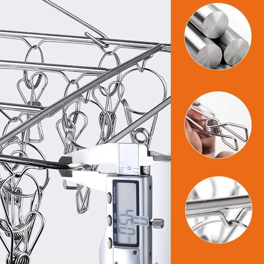 60 Pegs Stainless Steel Sock Underwear Hanging Drying Rack