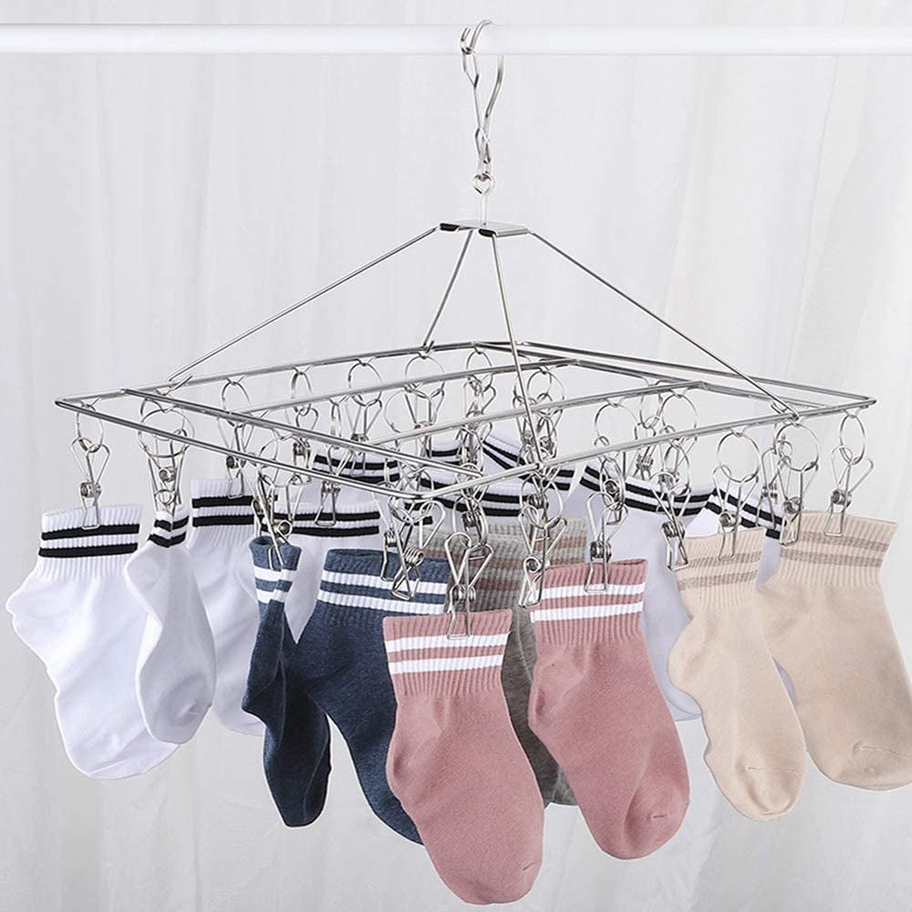 60 Pegs Stainless Steel Sock Underwear Hanging Drying Rack