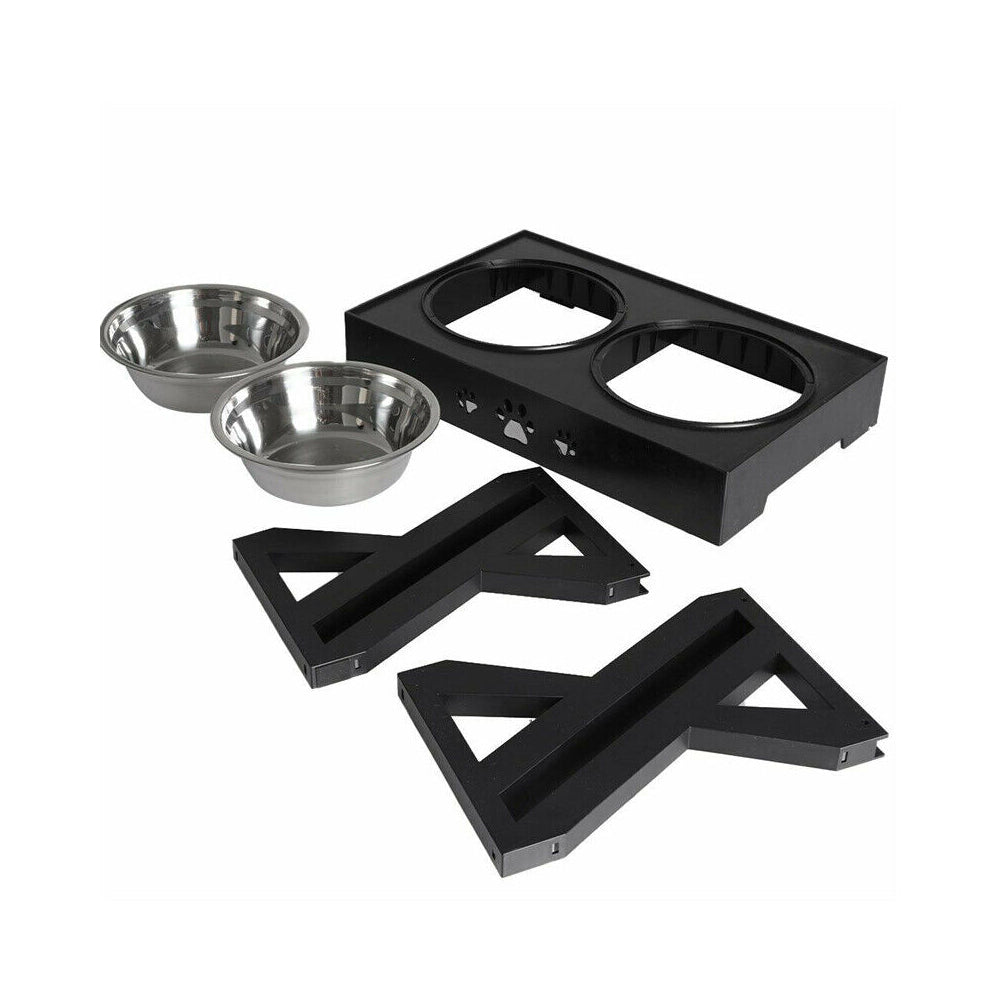 Elevated Double Bowl Dog Pet Feeder with Adjustable Height