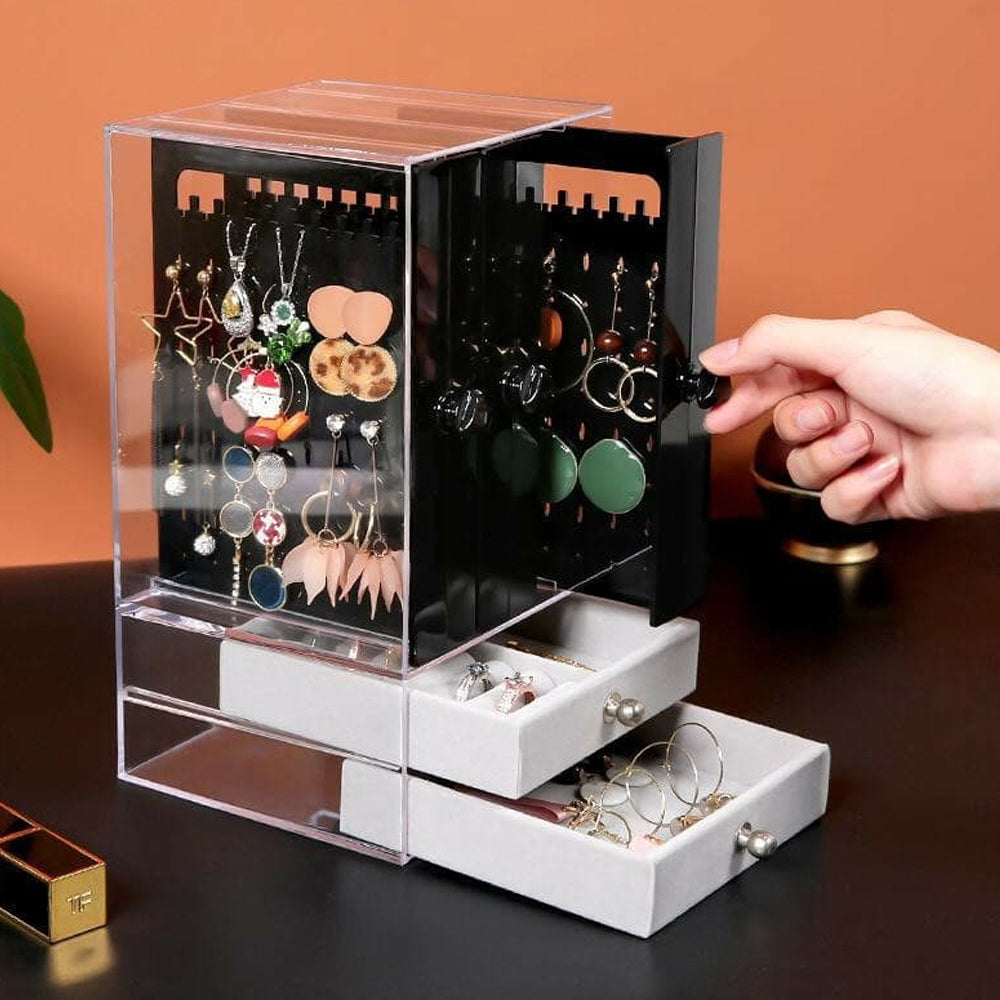 Acrylic Jewelry Storage Box Portable Dustproof Full Clear Display